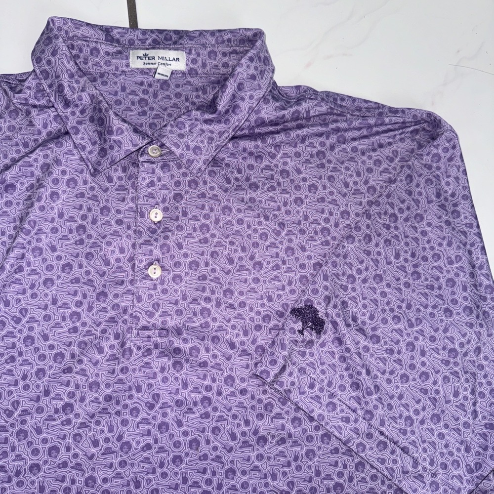 Peter Millar Summer Comfort Jimi Hendrix Purple Haze Golf Polo Shirt XXL Tree